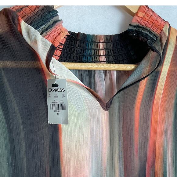Express Womens Size M Multi Striped Transparent New with tags Blouse - Picture 4 of 8